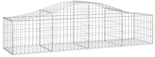 vidaXL Panier de Gabions Arqué Cage à Gabion Mur de Gabion Panier à Pierre Gabion pour Pierre Jardin Patio Extérieur 200x50x40/60 cm Fer Galvanisé