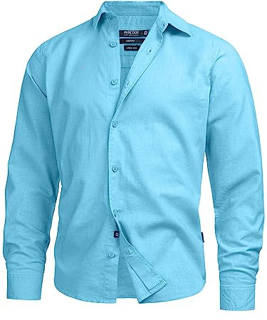 Indicode Herren INSville Sommer-Hemd aus Baumwoll-Leinen Mischung | Herrenhemd für Männer Alaska Blue XL