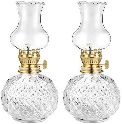 Garneck Vintage 2pcs Indoor Lanterns - Kerosene Oil Paraffin Lamps for Home Decor