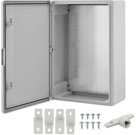 Ralertreik Armario de Distribución para Pared con Placa de Montaje Galvanizada, Caja Industrial de Control Vacía de Plástico ABS con Puerta Protección IP65, tamaño 400x600x200