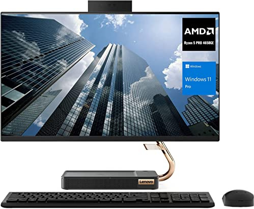 Lenovo Ideacentre A540 Business All-in-One Desktop, 23.8 FHD Screen, AMD Ryzen 5 Pro 4650GE, 16GB RAM, 512GB SSD, Webcam, HDMI, Wi-Fi, Wireless Keyboard & Mouse, Windows 11 Pro, Black