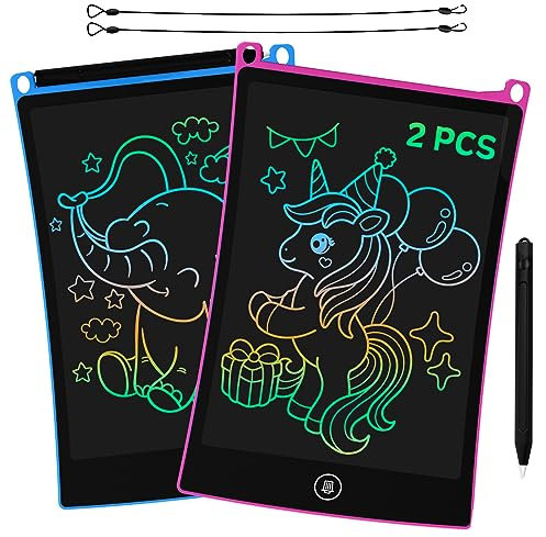 GUYUCOM 2 PCS Tablette d'écriture LCD, 8,5 Pouces Ardoise Magique pour Enfants, Tablette de Dessin pour garçons Filles Jouets éducatifs Cadeaux d'anniversaire pour Enfants Jouets (Bleu+Rose)