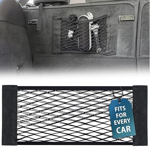 MyGadget 1x Kofferraum Netztasche Klett [25 x 60 cm] - Universal Organizer im Auto - Innenraum Gepäcknetz für KFZ Zubehör wie z.B. Warnwesten & Feuerlöscher