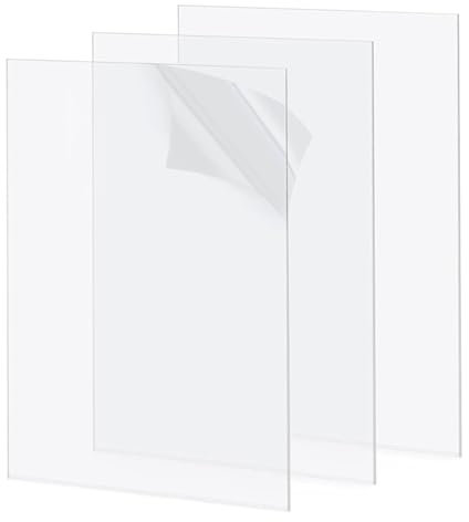 3 Pcs acryliques transparentes 42 x 29cm, 2mm d'épaisseur, Feuille de plastique plaque, Panneau acrylique pour cadres photo en verre, projets de bricolage