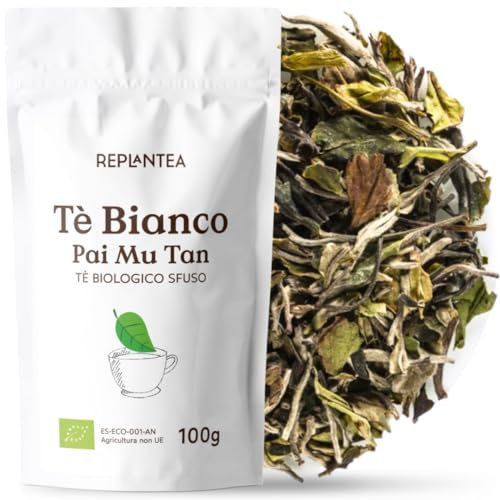 TE BIANCO BIOLOGICO 100g (+60 Tazze) | Tè Bianco Pai Mu Tan, Tè Bianco in Foglie Sfuso REPLANTEA