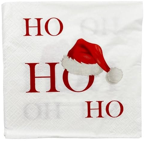 Servietten Frohe Weihnachten schwarz/weiß - Weihnachtsservietten/Weihnachtsdeko/Tischdeko, Anzahl:1er Einzel, Servietten-Motive Xmas:Ho Ho Ho