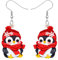 LONYOO Weihnachten Pinguin Ohrringe für Frauen Mädchen Geschenke Baumeln Schmuck Rot Santa Hut Schal Charms Dekorationen (Rot)