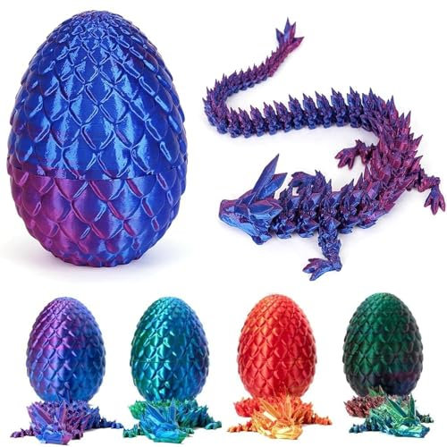 Pipihome 3D Gedrucktes Drachenei, Realistische Drache Spielzeug, Drache mit einem voll beweglichen, Drachen Figuren, Flexiblen Gelenken – Ideal als Heim und Bürodekoration oder Schreibtischspielzeug