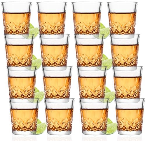 Gucass 16 Stück Schnapsgläser, 5cl Spülmaschinenfest| Bleifreies Glas| Shotgläser mit schwerem boden