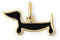 SINGULARU - Dackel Enamel Schwarz Charm. Messing mit 18 Kt Vergoldeter Beschichtung und Emaille. Schmuck für Damen.