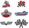 6pcs Racing Patches Iron On, Checkered Flag Patches Classic Black White F1 for Nascar Car Patch Decoration Embroidered Applique Patches for DIY Jeans Jackets Bags Hats Sewing Art Craft