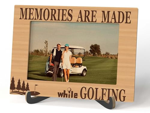 Qiwog Golf Photo Frame - Sport Themed Wooden Tabletop Picture Frame with Stand - Gifts For Golf Lover - Golf Gifts for Dad Uncle Friends Colleagues - Home Office Desk Decor -A54