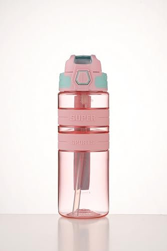 Sports Water Bottle, BPA FREE Tritan Plastic, Leak Proof Water Bottle With Filter, Flip Top, Sports Cup, Drink Bottles (Pink, 700ml)