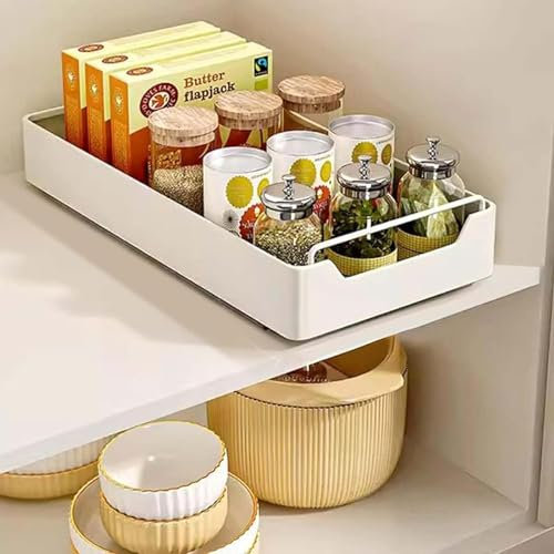 SHAIRMB Teleskopschublade, Erweiterbar Schubladenregale, Korbauszug KüChenschrank-Organizer Mit Griff, Herausgleiten Schrankorganisator, Kein Bohren, FüR Viele Gelegenheiten,20cm