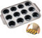 Foyucool Pliable Moule à Muffins en Silicone, 12 Moules à Cupcakes, Press to Release, Coupe à Muffins en Silicone Antiadhésive, Plateau à Cupcakes, Moule à Cupcake pour Muffin, Gâteau, Pain, Gris
