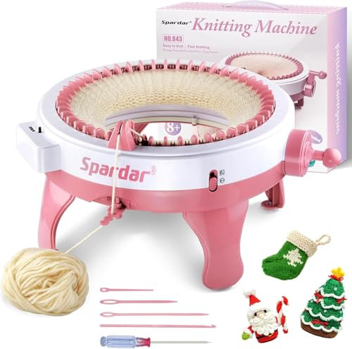 Strickmaschine 48 Nadeln, Sparar Strickmaschine mit Reihenzähler, Smart Weaving Loom, DIY Strickbrett Drehbar für Schal Hut Socken Handschuhe