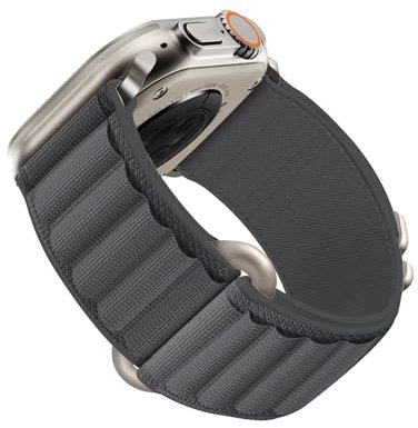Kompatibel mit Apple Watch Ultra 2/1 Armband, Alpine Loop Ultra Textil Stretch Nylon Sport Strap Geflochtenes für 49mm 46mm 45mm 44mm iWatch Series SE 10/9/8/7/6/5/4/3 Herren Damen,Grau