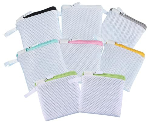 NICENEEDED 8 Stück Mini Waschmaschinenbeutel Für Empfindliche Wäsche Kulturbeutel Aus Netzstoff Kleine Wäschesäcke Aus Polyester Mit Feiner Masche Und Wabenstruktur.