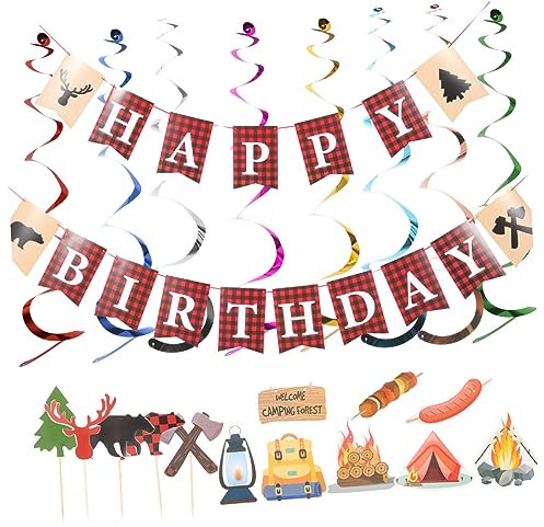HAWILLOSCH Pancarta De Barbacoa Decoración De Cumpleaños Pancarta De Cumpleaños Adorno Para Tarta Fotomatón Suministros Para Fiestas