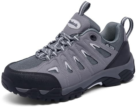 SHULOOK Wanderschuhe Damen Wasserdicht Leicht Trekkingschuhe Damen rutschfeste Bergschuhe Outdoor Schuhe für Camping,Hiking,Angeln (Schwarz Grau EU 41.5)