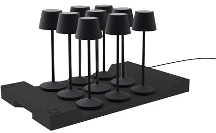 Lumisky EMILY BLACK Tischleuchte, kabellos, LED, warmweiß, dimmbar, Höhe 25 cm, mit Ladeplatte, 9 Stück