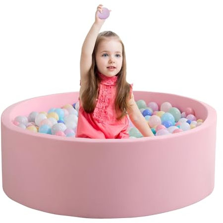 Zedachica Ball Pit for Toddlers 1-3 Memory Foam Ball Pits 35.4''x11.81'' Baby Ball Pit Indoor Game Round Play Ball Pool For Children for Girls and Boys (Pink, NO Balls)