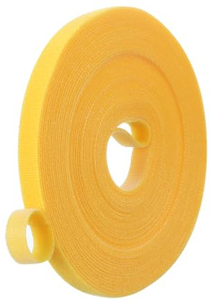 PATIKIL 0.4IN x 33FT Hook and Loop Tape, Double-Sided Nylon Strips Reusable Cable Ties Roll Multi-Purpose Cord Management Tape Wrap Fastener for Home Office, Yellow