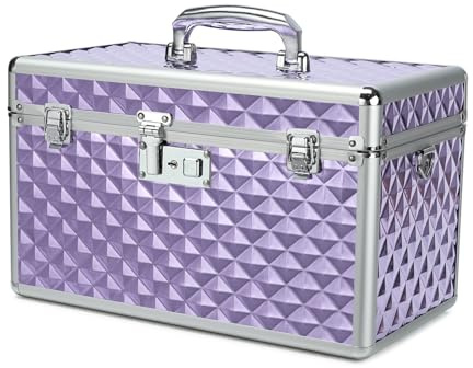 HEWEI WORKS Storage Box with Key Lock, Lockable Medicine Storage Box, Empty First Aid Box, Security Lock Box, Multipurpose Locking Box for Home and Outdoor Use (Purple, X-Large)