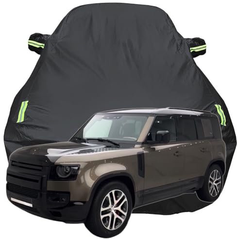 NINQ Vollgarage Autoabdeckung für Land Rover Defender X P400, Schnee/Kratzfest/Uv-Schutz Oxford Autoplanen Garagen, Hagelschutzplane,Black-Plus-Cotton