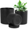Homeuouz 3 Packs Blumentopf mit Untersetzer, 15.2cm/12.7cm/10.7cm Pflanzentopf, Plastik Übertopf, Hydrokultur Topf, Blumentöpfe Set Ideal für Innen und Balkongärten, Schwarz