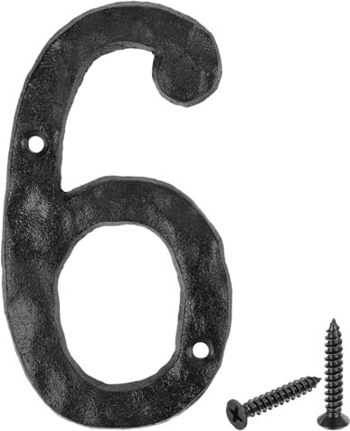 sourcing map House Address Number, 5.5 Inch Cast Iron Vintage Wall Number 6 Outside Numbers for Home Street Office Mailbox Sign, Black