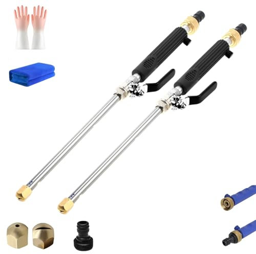 Power Washer, 2-in-1 High Pressure Power Washer, Portable Pressure Washer Accessories, Easily Removes Stubborn Stains, with 2 Jet Different Nozzle and Hose Quick Connectors (Black * 2)