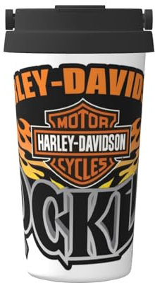 Harley Davidson Tasse à café réutilisable écologique en acier inoxydable 304, 500 ml, couvercle anti-fuite, option d'impression personnalisée