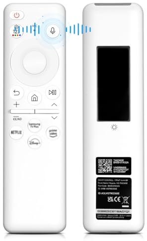 BN59-01432A - Telecomando vocale per Samsung TV, telecomando solare con USB-C, 4 tasti di scelta rapida, ricambio per Samsung Smart TV 2021-2023 Neo QLED/LED 4K UHD - bianco