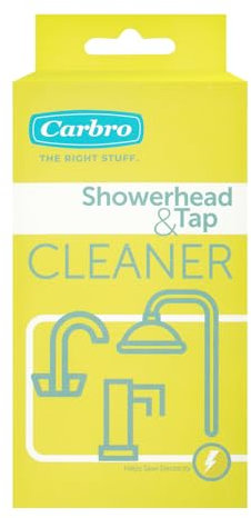 Shower Head & Tap Cleaner by Carbro 2 Pack Limescale Remover Powder Sachets for Showerheads, Bathroom Taps, Fixtures and Fittings Easy to Use Cleaner for Hard Water Scale and Buildup