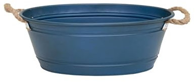 colourliving Pflanztopf Beat oval aus Metall mit Kordelgriffen | Dekorativer Blumentopf, Übertopf, Pflanzwanne | robust & vielseitig in 4 modernen Farben und verschiedenen Größen (Blau, L 52x37x28)