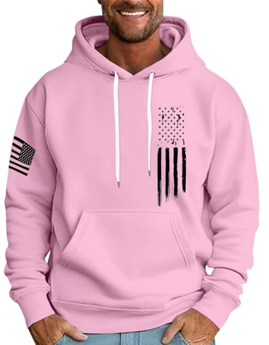 Felpa con Cappuccio Uomo Ampio Stampa Bandiera Giacca Pullover Casual Motivo Patriottico Stile Casual Taglia Grande Maniche Lunghe Tessuto Morbido