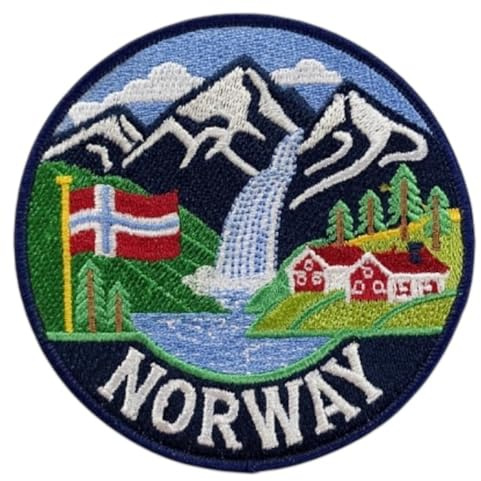 Toppa con bandiera della Norvegia (8,9 cm) da applicare con ferro da stiro o cucire, souvenir di viaggio, emblema delle Svalbard Oslo per le vacanze, per zaini, toppe regalo