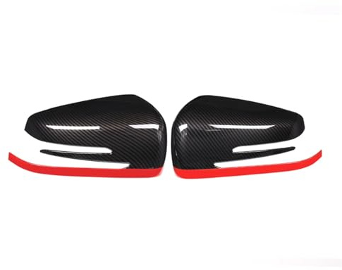 Spiegelkappe Für Mercedes Für Benz ABCES Für CLA GLA GLK CLS Klasse W176 W204 W117 X156 X204 Seitentür-Außenspiegelkappen-Abdeckung Auto Spiegelkappen(Red edge)