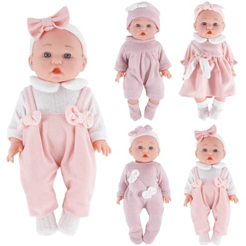 Puppenkleidung für 22-30 cm New Born Baby Puppen, Kleidung Bekleidung Outfits 4er-Pack (Keine Puppe)