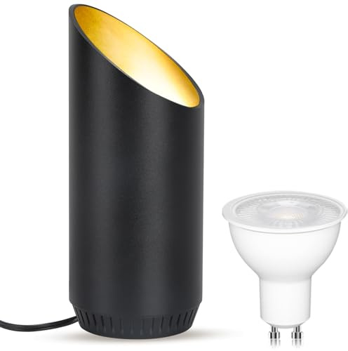 HUAEU LED Floor Uplighter & Spot Lights Indoor with Warm White 3000K, Indoor Uplight Spot for Living Room, Table Lamps & Uplighters for Living Room (1 Pack Black)