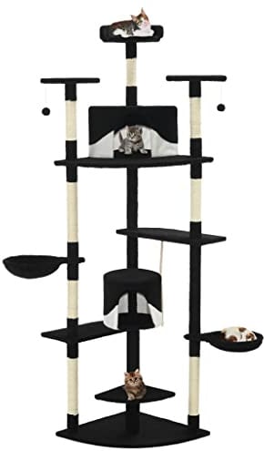 Solivagant Arbre à Chat avec griffoirs en sisal 203 cm Noir et Blanc,(16.8 KG)