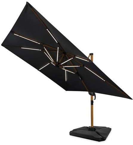 VONROC Illuminazione LED per Ombrellone con 15 Strisce Luminose | Batteria Ricaricabile 2600mAh | Installazione Facile | Compatibile con Power Bank | Per Stecche da 69 cm | Ideale per Giardino e Campe