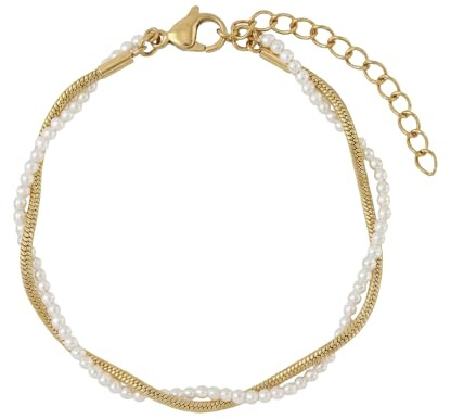 Amor - Damen Armband Edelstahl - Vergoldet/Golden - Mit Perlen - AMR-B0015