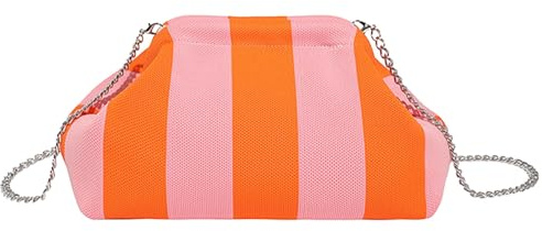 CXINLky Sommer Strand Clutch Damen, Gestrickt Gestreift Kontrastfarbe Handtaschen Klein Clutch Gewebte Tasche für Sommerstrände, Shopping, Reisen