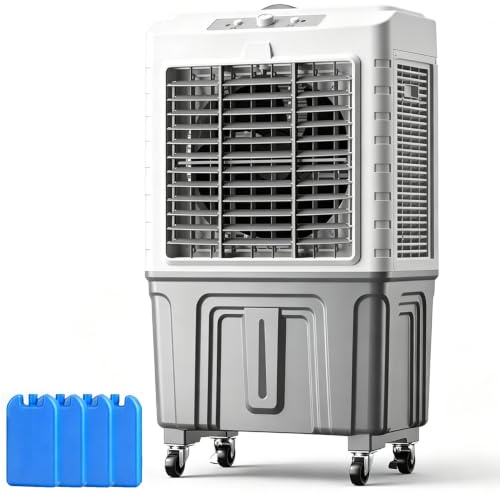 4000 CFM Rafraichisseur D'air, Climatiseur Mobile avec Réservoir D'eau de 70 L et 4 Blocs de Glace, Convient Pour un Usage Industriel, Domestique ou en Garage