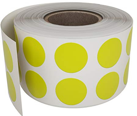Royal Green Dot Stickers in Yellow (1.3cm) Colored Labels on a Roll for Inventory Labeling 13mm 1080 Pack