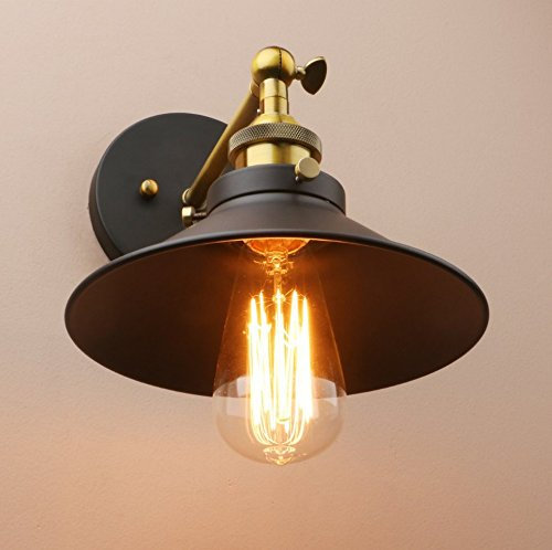 Pathson Métal Réglable Rétro Applique Lampe Murale industriel Vintage Lampe E27 avec Abat-jour Antique(pas d'ampoule)