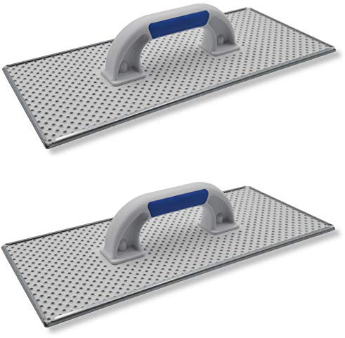 2er Set DEWEPRO® WDVS und Porenbeton Schleifbrett - Raspelbrett mit verzinktem Stahlblech-Raspelbelag - 400x180mm - Egalisierungsbrett - Handschleifer