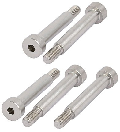 sourcing map Perno Tornillo de 6 mm dia Hombro longitud de 30 mm hombro M5 Rosca cabeza hueca hexagonal 5 piezas